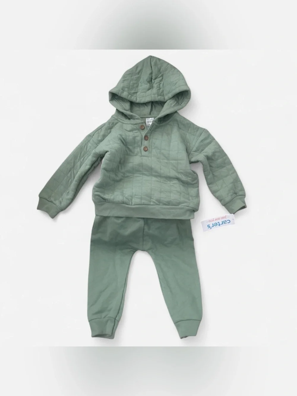 Carter's Quilted Sage Green Hoodie & Joggers Set
